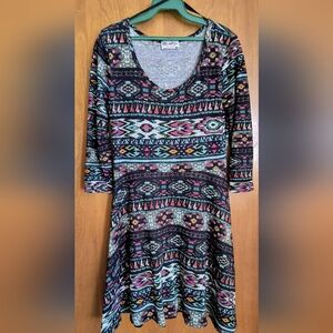 Women's dress with sleeves, Urban Rose, size L, Size 10, multi color pattern